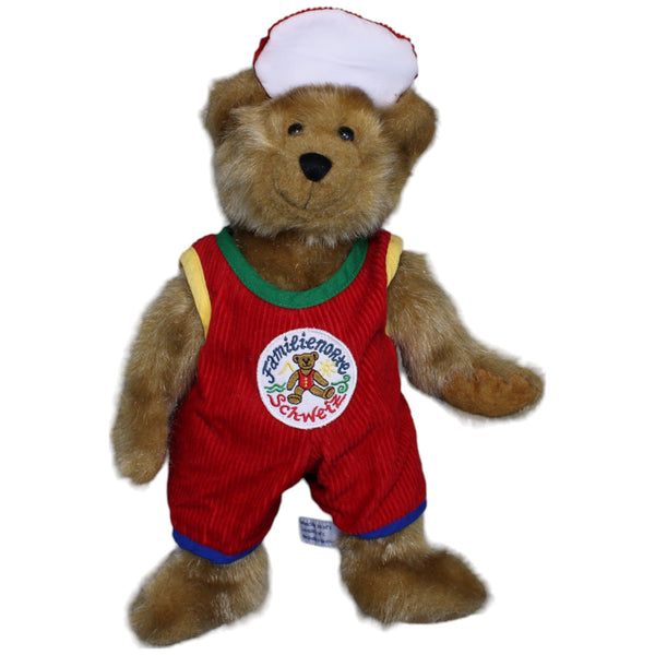 Teddybär mit rotem Einteiler & Kappe "Familienorte Schweiz"