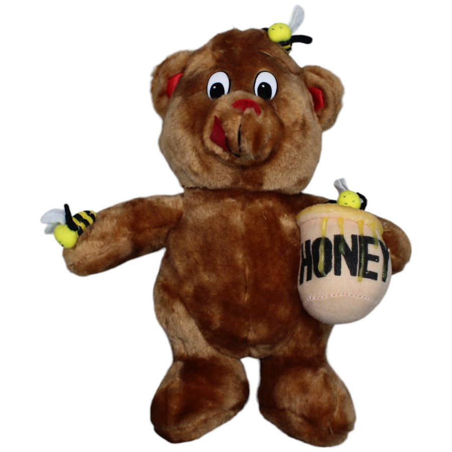 Teddybär mit Honigtopf und Bienen