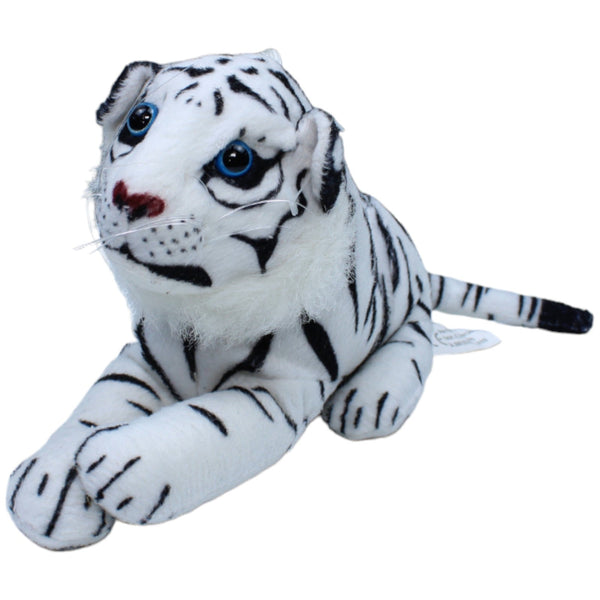 Weißer Tiger mit Styroporkopf, liegend