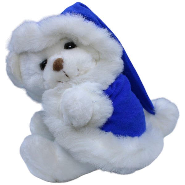 Weihnachtlicher Teddybär sitzend, weiß-blau