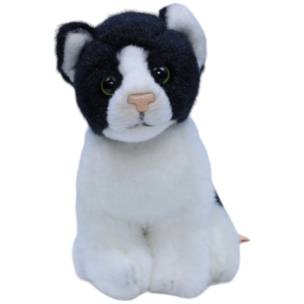 Süße Katze sitzend, schwarz-weiß