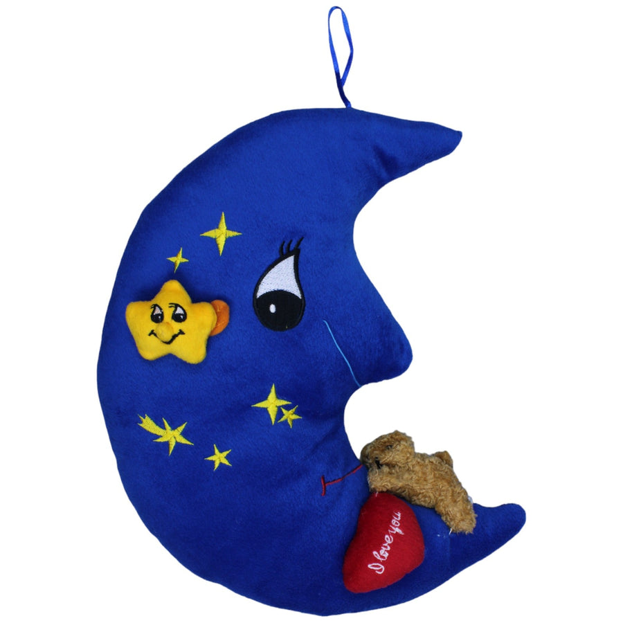 Blauer Mond mit Stern, Bär & Herz "I love you", groß