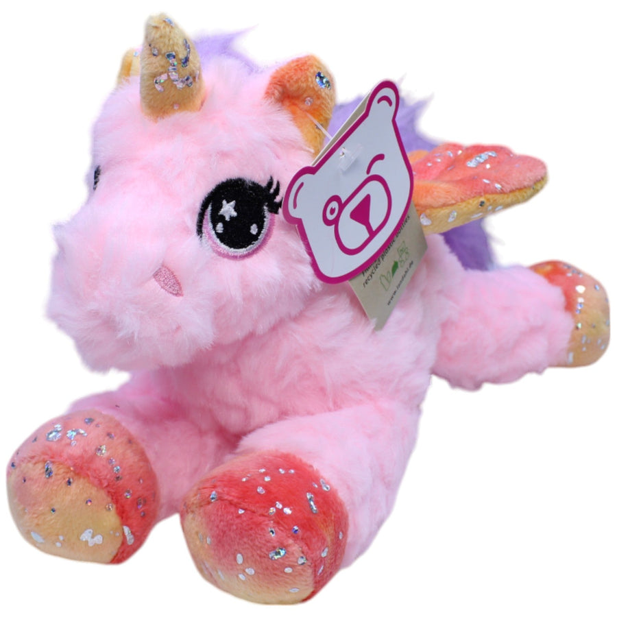 Rosa Einhorn mit Flügel & Glitzer, liegend