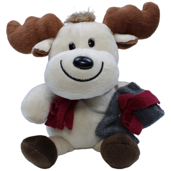 Weihnachtselch mit Schal und Beutel