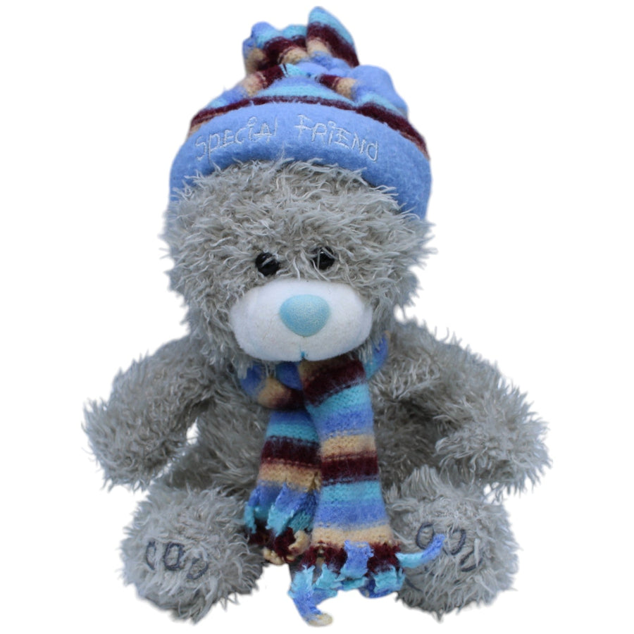 Grauer Teddybär mit "Special Friend" Mütze