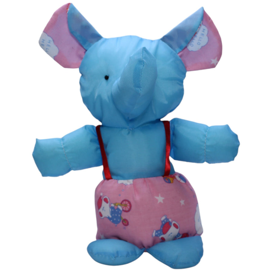 Knautschi, blauer Elefant mit rosa Latzhose