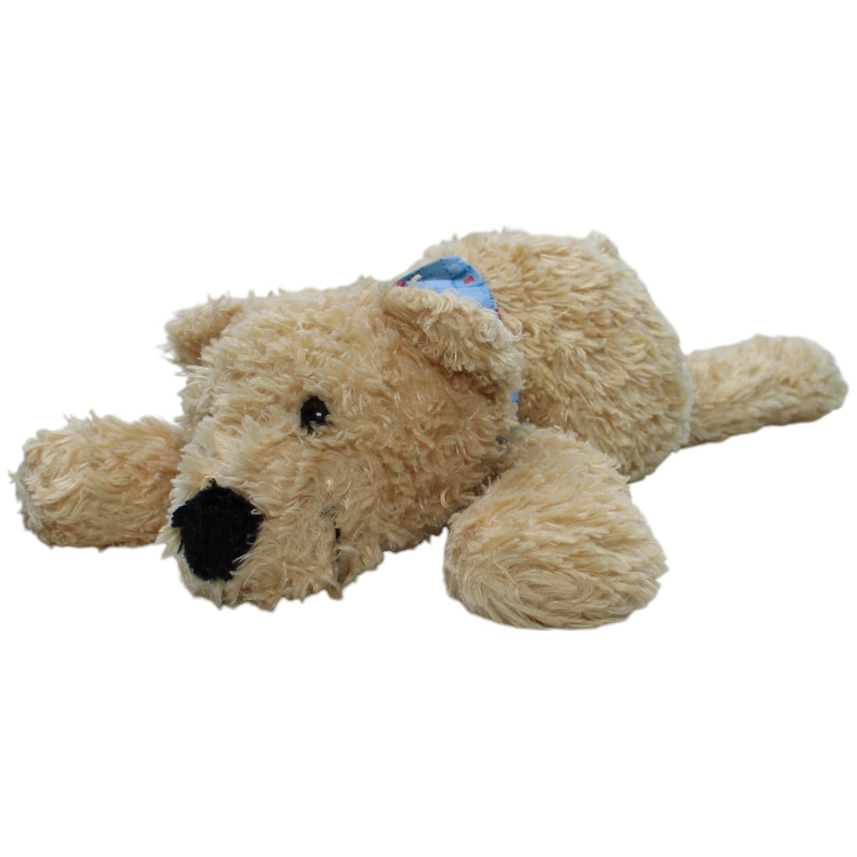1238439 NICI Bär hellbraun mit Halstuch, liegend Kuscheltier Kumpel Leo Gebraucht Teddy Teddybär