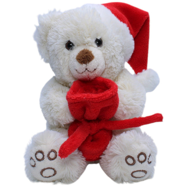 Weihnachtlicher Bär mit Sack & Zipfelmütze, beige