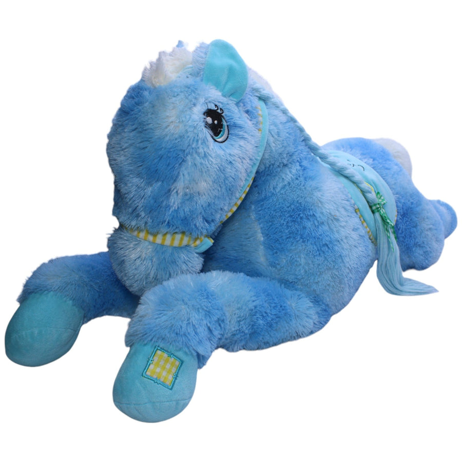Riesen Pferd mit Sattel, blau
