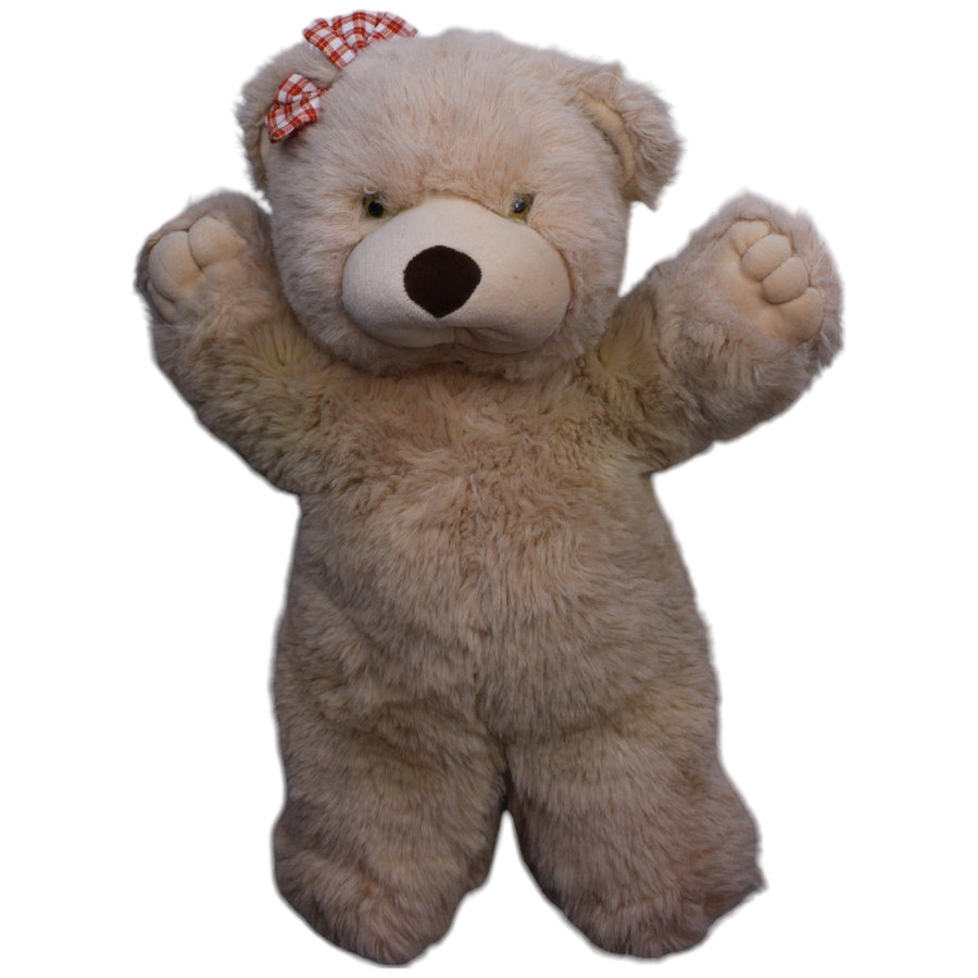 XL Teddybär mit karierter Schleife am Ohr