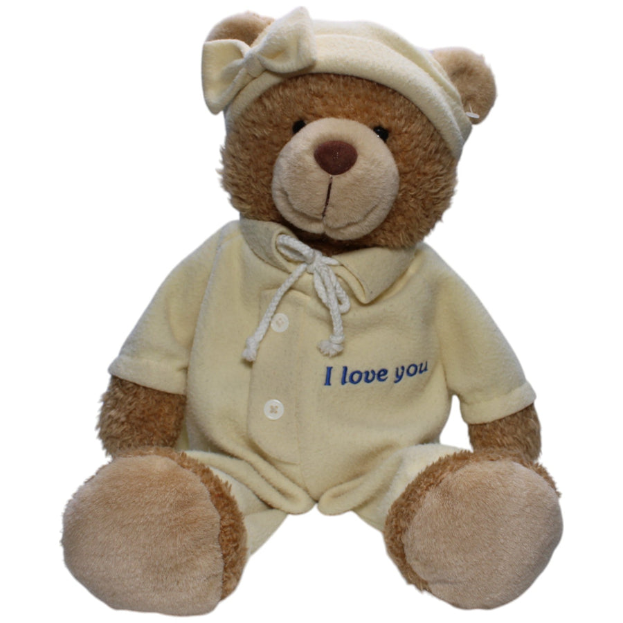 XL Teddybär im Schlafanzug "I love you", beige