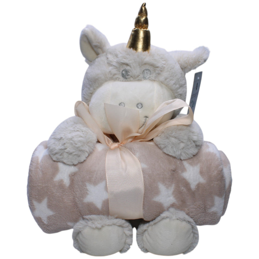 Einhorn mit Plüschdecke, grau