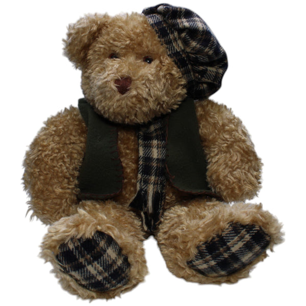 Großer Teddybär mit Mütze, Schal und Weste