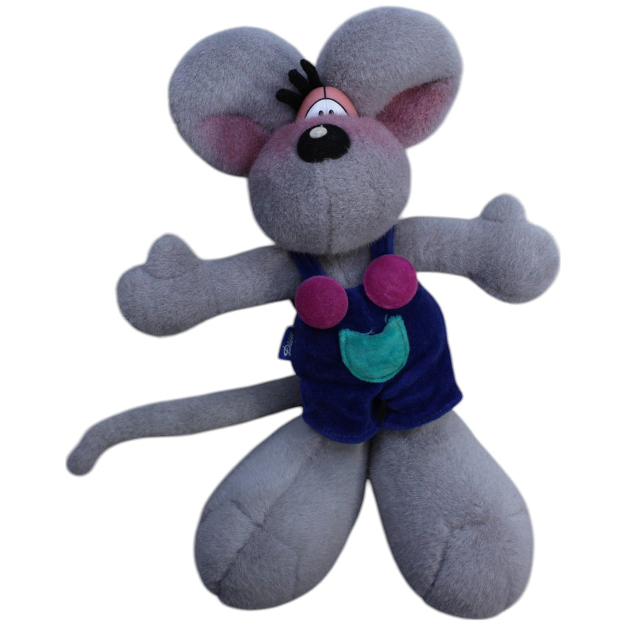 Schöne Diddl-Maus grau mit blauer Latzhose