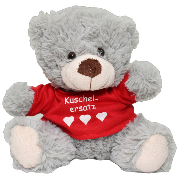 Grauer Teddy mit Shirt "Kuschelersatz"