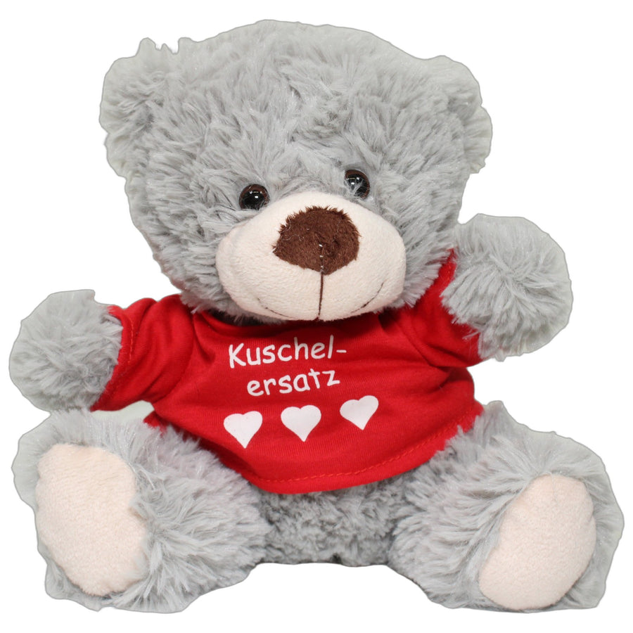 Grauer Teddy mit Shirt "Kuschelersatz"
