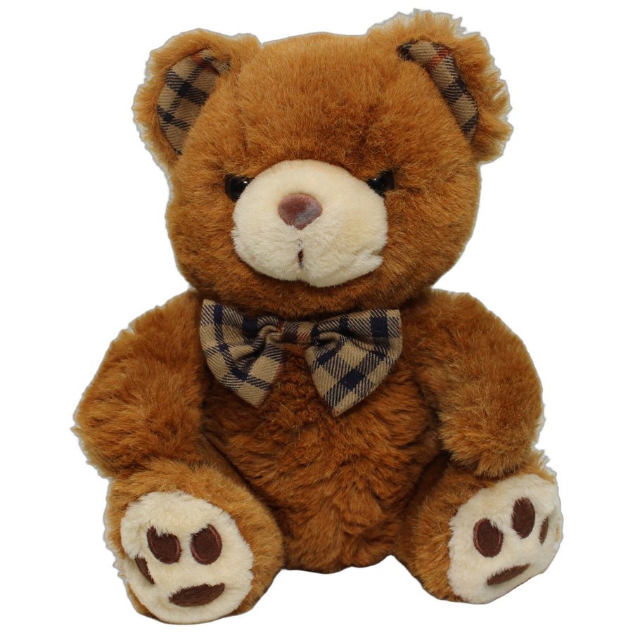 Brauner Teddy mit karierter Schleife, sitzend