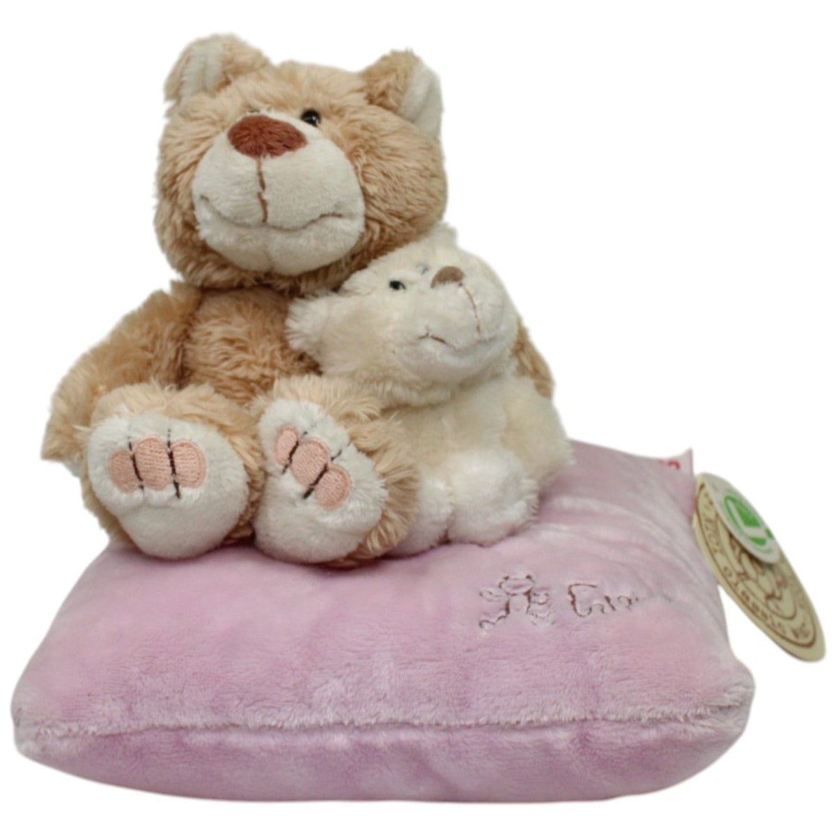 4012390320206 NICI classic bear, zwei Bären auf Kissen "Firends" Kuscheltier Kumpel Leo 15cm 2010 _Wieder Da_