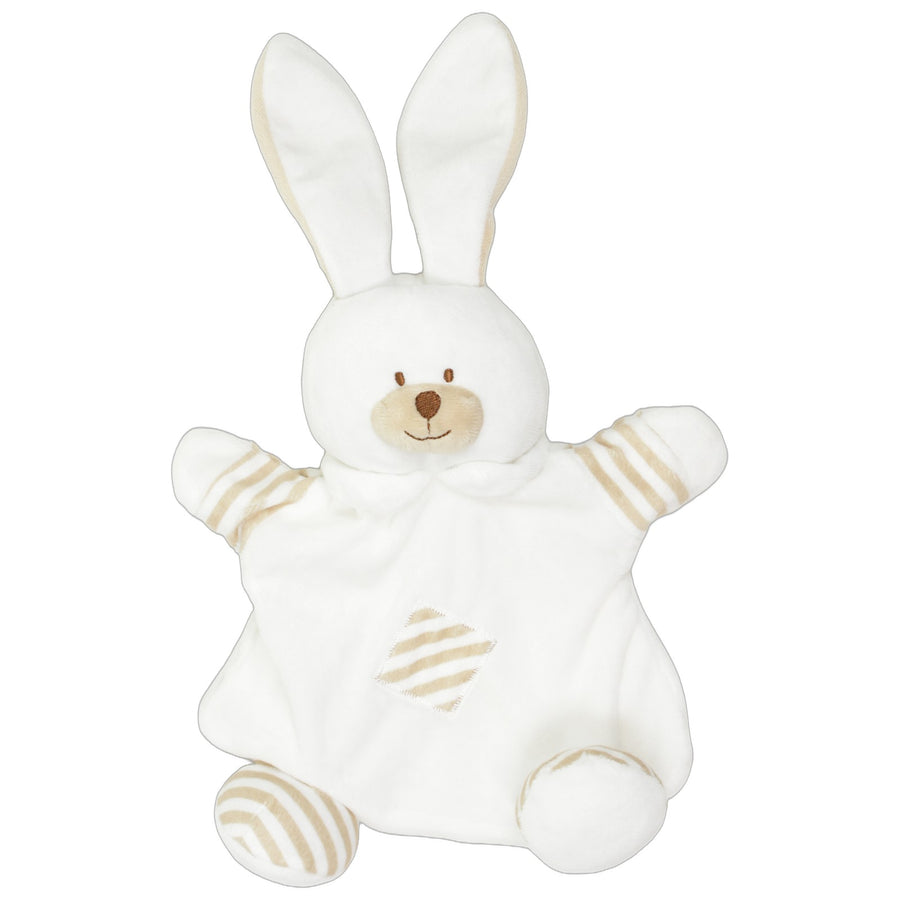 Weißer Hase mit Streifen & Rassel