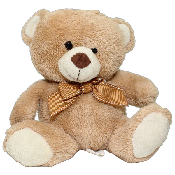 Beiger Teddybär mit Schleife, sitzend