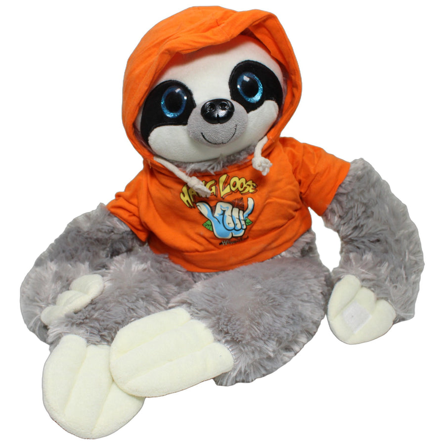 XL Faultier mit orange Hoodie "Hang Loose" & Klett-Händen