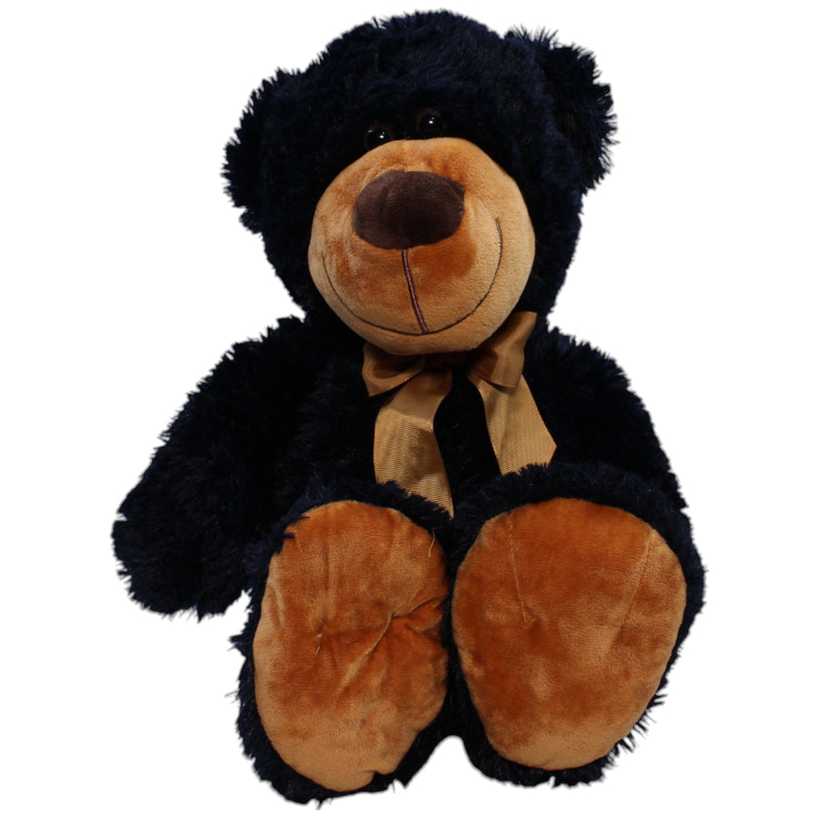 Schöner schwarzer XL Teddybär mit brauner Schleife