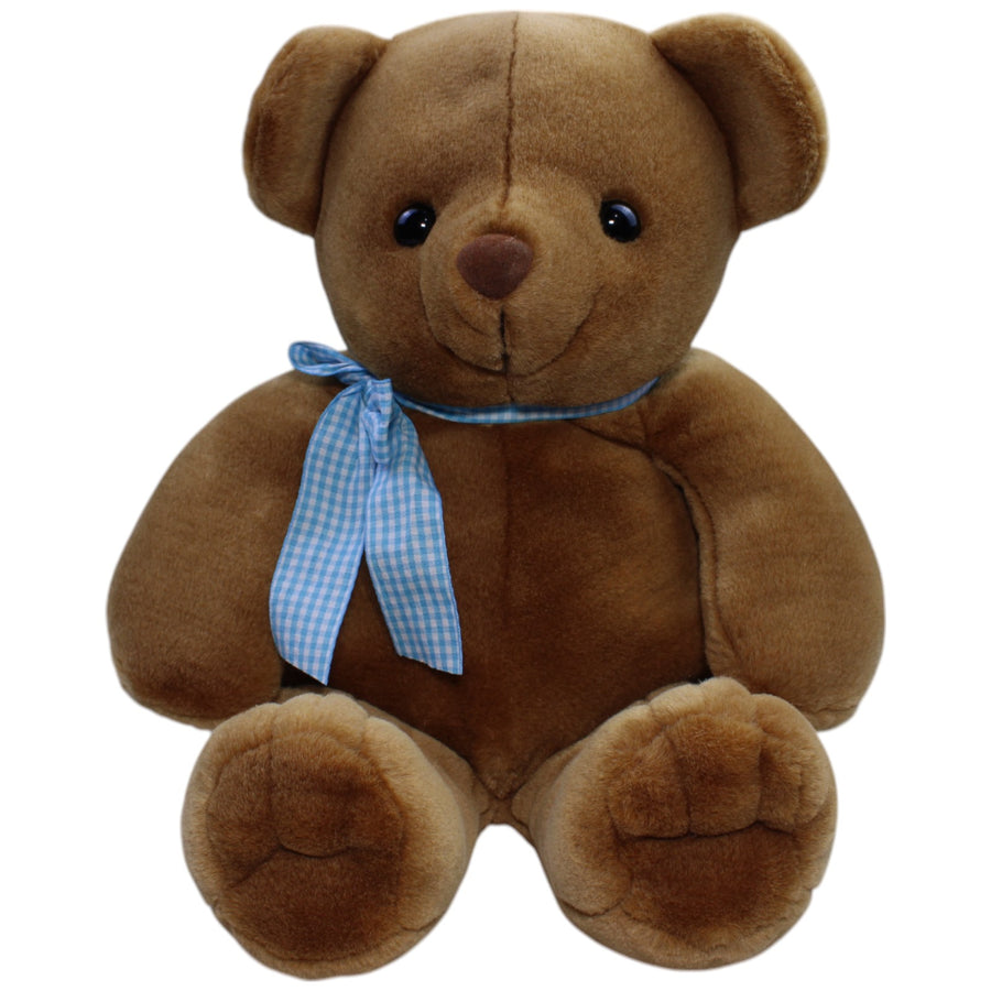 XL Teddybär mit blau karierter Schleife