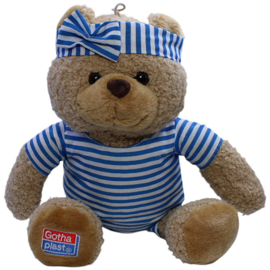 Gothaplast, Teddybär mit blau-weiß gestreifter Kleidung