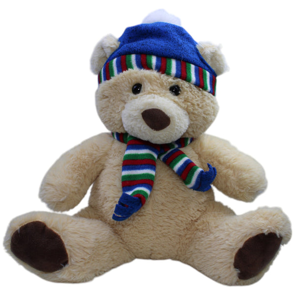 Winterlicher Teddybär mit Mütze & Schal, groß
