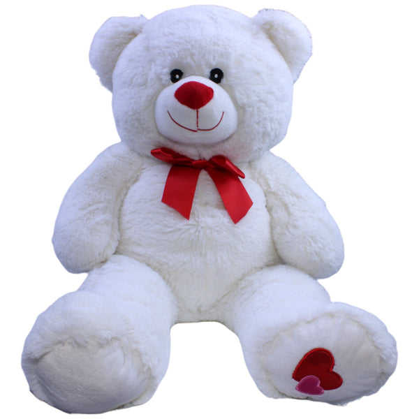 XXL Teddybär mit roter Schleife & Herzen, weiß