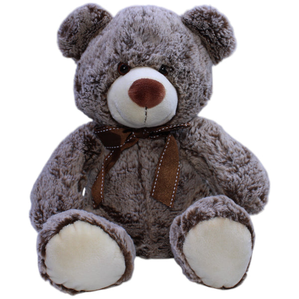 Süßer Teddybär mit brauner Schleife, grau