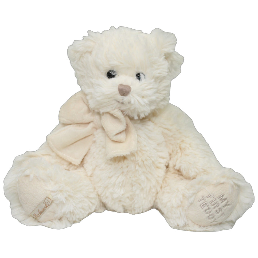 Weißer Teddybär mit Schleife "MY FIRST TEDDY"