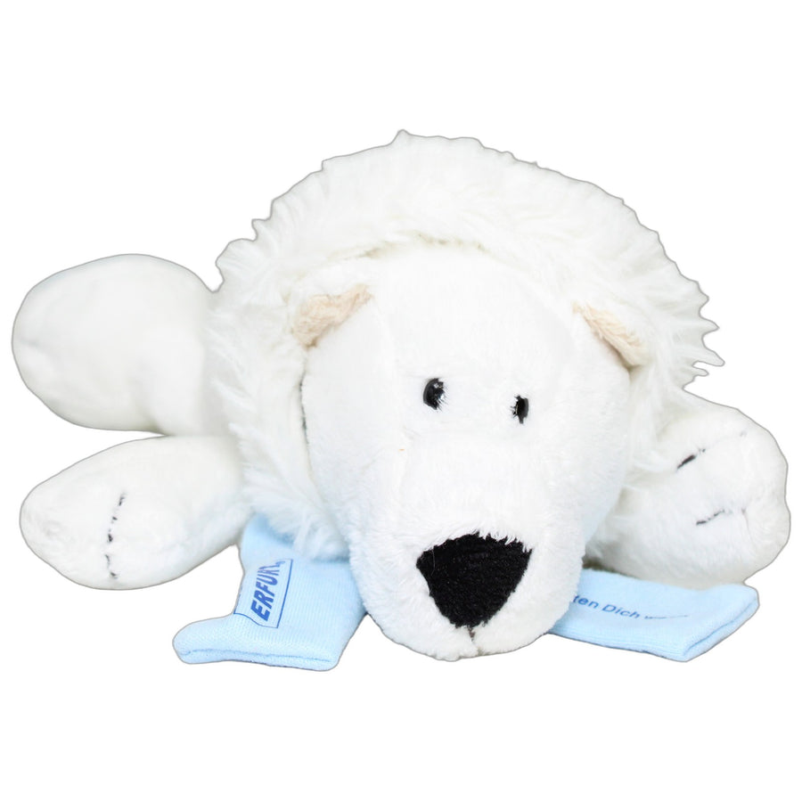 Eisbär mit Mütze & blauem Schal "ERFURT", liegend