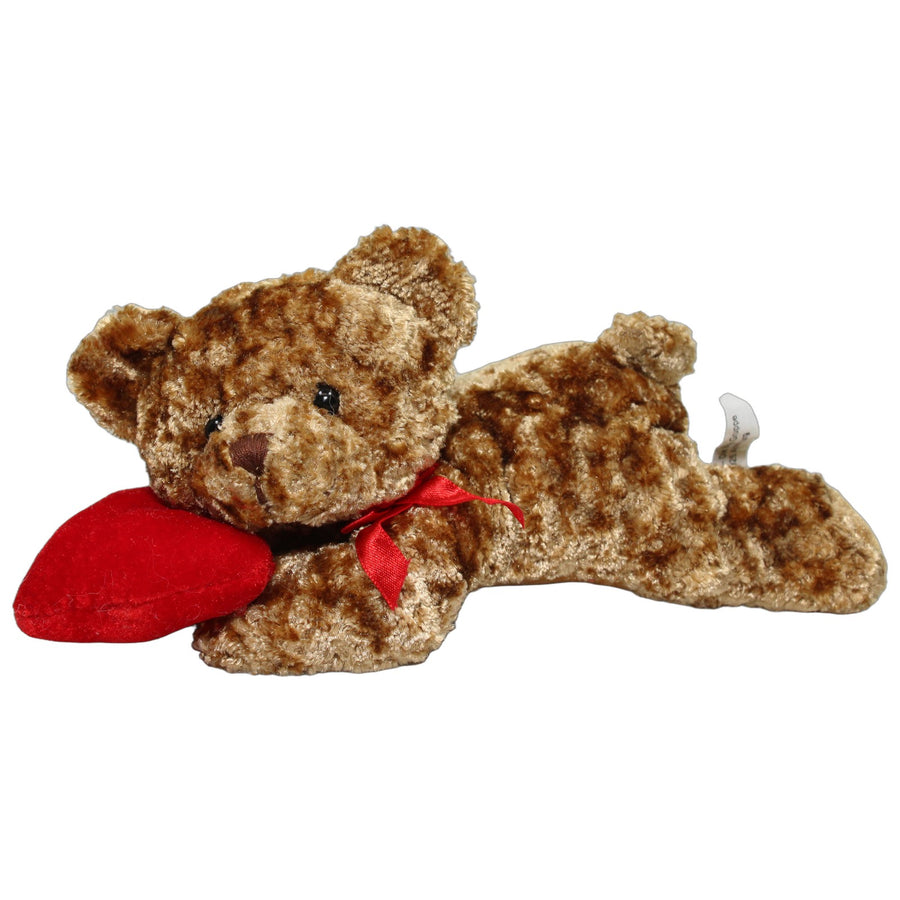 Glänzend brauner Teddy mit Herz, liegend