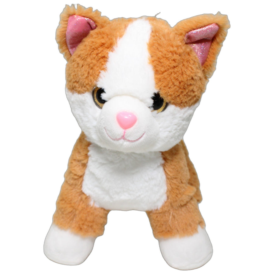 Süße Katze mit rosa Glitzerohren, braun-weiß