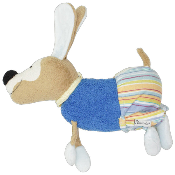 Niedlicher Hund mit gestreifer Hose & Rassel