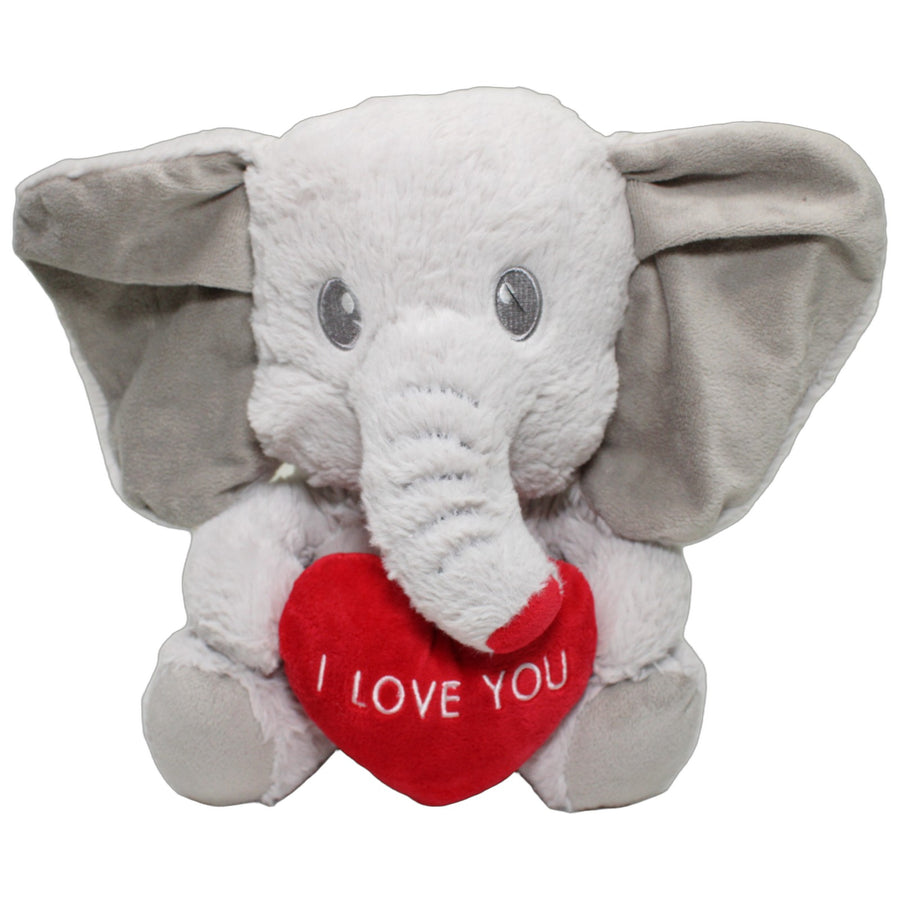 Hellgrauer Elefant mit Herz "I LOVE YOU", sitzend