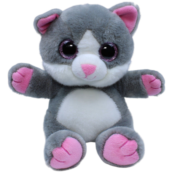Katze sitzend, grau-rosa