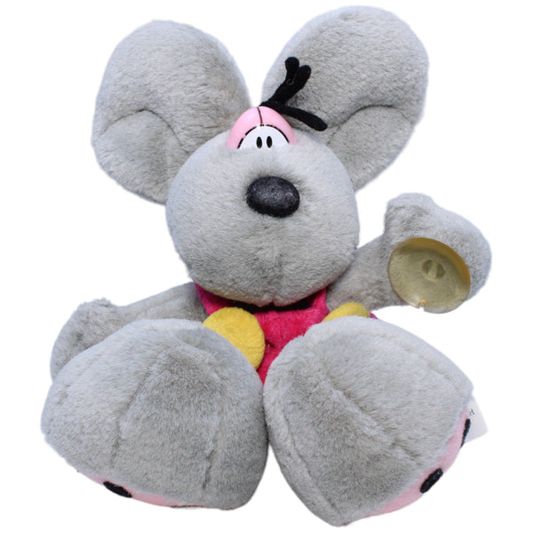 Diddl-Maus grau mit pinker Latzhose und Saugnäpfen