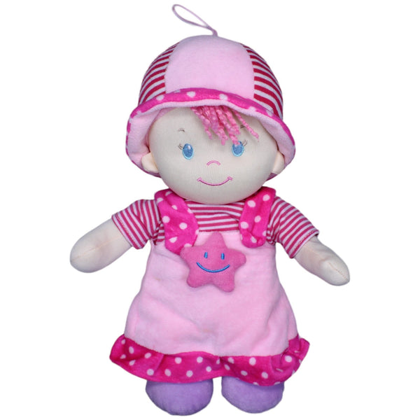 Stoffpuppe mit Sternen-Kleid, rosa