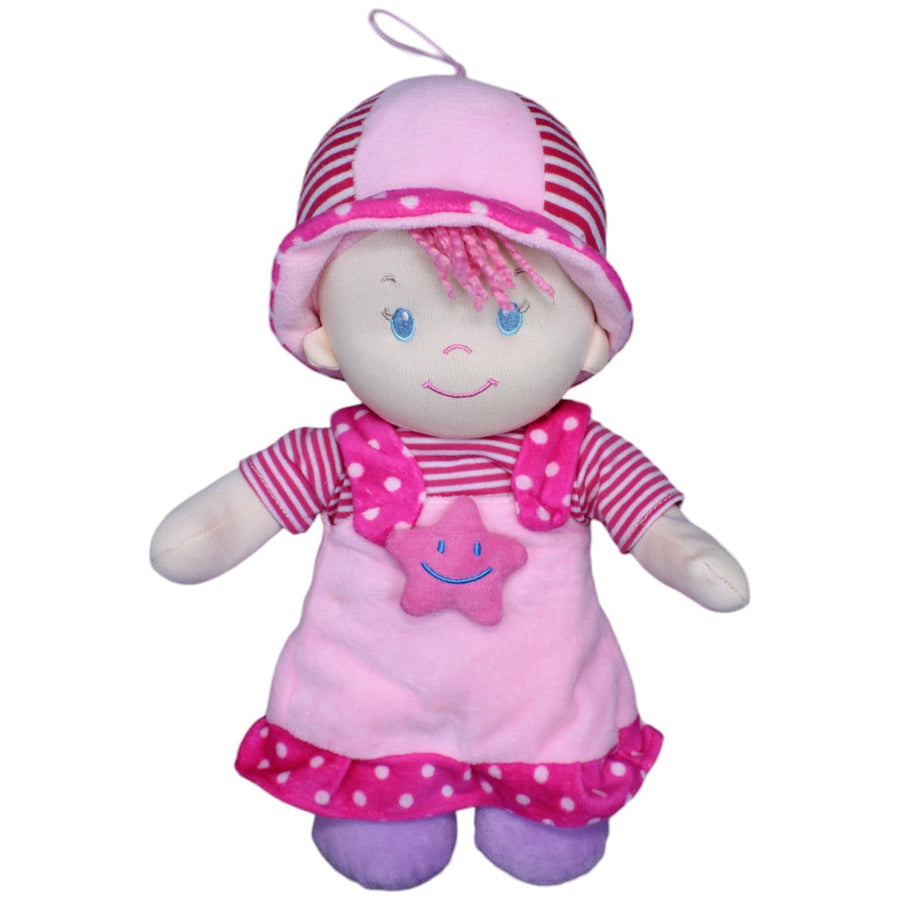 Stoffpuppe mit Sternen-Kleid, rosa