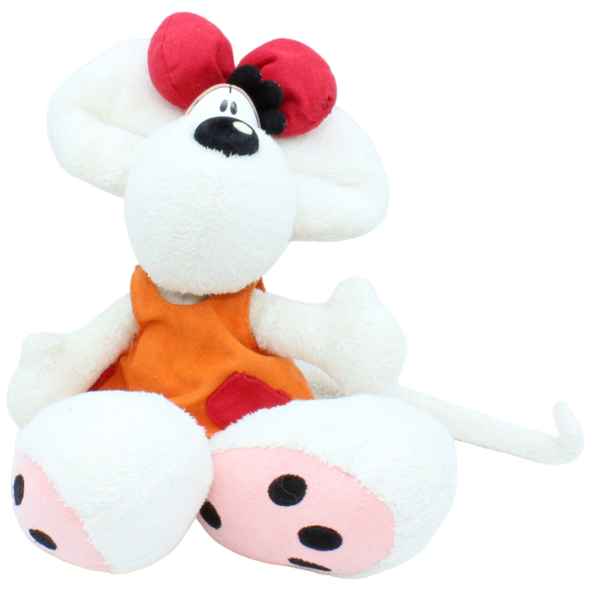 123480 Diddl Vintage Diddlina-Maus mit orangem Kleid Kuscheltier Kumpel Leo Gebraucht